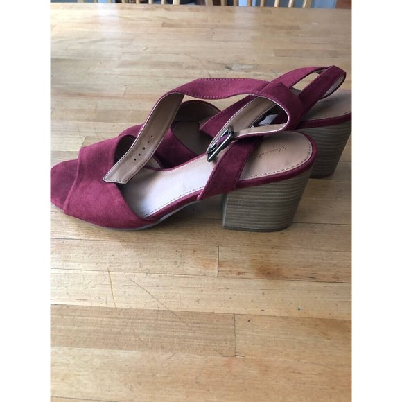 Universal Thread Goods Co. Women's Strappy Block Heel Open Toe Sandals Bordo - Picture 10 of 11